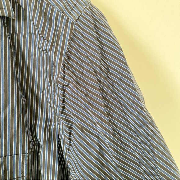 Guy Laroche Vtg Navy Black Stripe Modern Fit Cotton Short Sleeve Dress Shirt - Picture 7 of 7